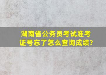 湖南省公务员考试准考证号忘了怎么查询成绩?