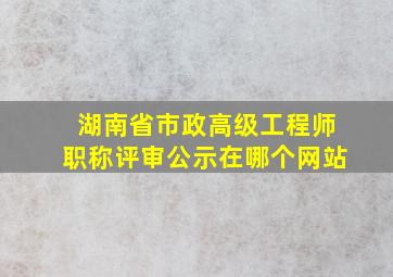 湖南省市政高级工程师职称评审公示在哪个网站