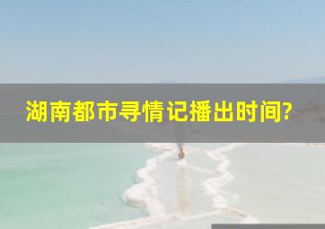 湖南都市寻情记播出时间?