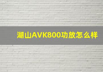 湖山AVK800功放怎么样