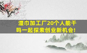 湿巾加工厂20个人能干吗一起探索创业新机会!