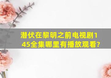 潜伏在黎明之前电视剧145全集哪里有播放观看?