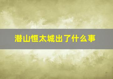 潜山恒太城出了什么事