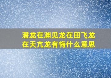 潜龙在渊,见龙在田,飞龙在天,亢龙有悔什么意思