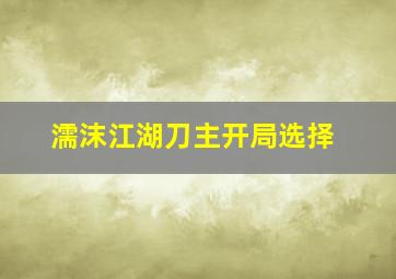 濡沫江湖刀主开局选择(