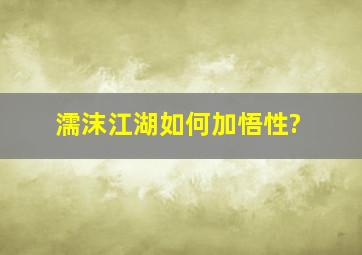 濡沫江湖如何加悟性?