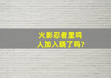 火影忍者里鸣人加入晓了吗?