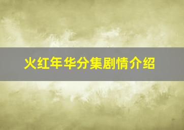 火红年华分集剧情介绍