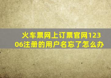 火车票网上订票官网12306注册的用户名忘了怎么办