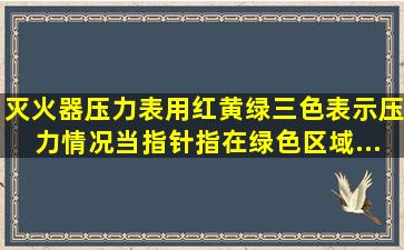 灭火器压力表用红、黄、绿三色表示压力情况,当指针指在绿色区域...