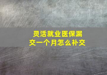 灵活就业医保漏交一个月怎么补交