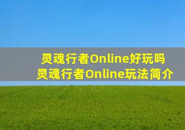 灵魂行者Online好玩吗 灵魂行者Online玩法简介