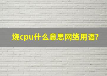 烧cpu什么意思网络用语?