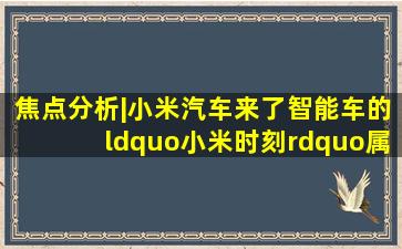 焦点分析|小米汽车来了,智能车的“小米时刻”属于它吗