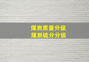 煤炭质量分级 煤炭硫分分级