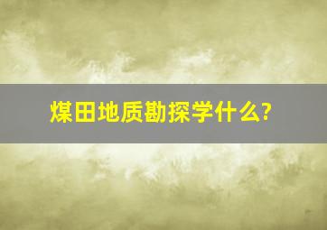 煤田地质勘探学什么?