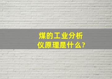 煤的工业分析仪原理是什么?