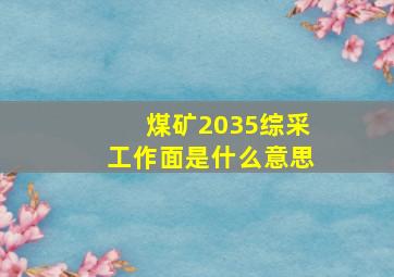 煤矿2035综采工作面是什么意思