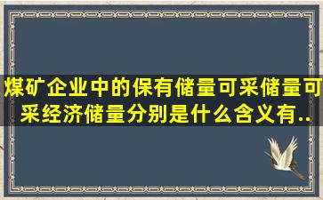 煤矿企业中的保有储量、可采储量、可采经济储量分别是什么含义,有...