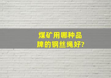 煤矿用哪种品牌的钢丝绳好?