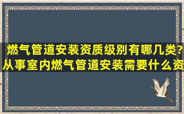 燃气管道安装资质级别有哪几类?从事室内燃气管道安装需要什么资质