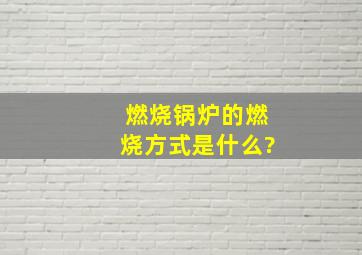 燃烧锅炉的燃烧方式是什么?