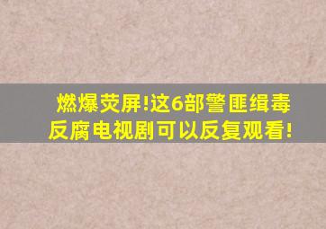 燃爆荧屏!这6部警匪缉毒反腐电视剧,可以反复观看!