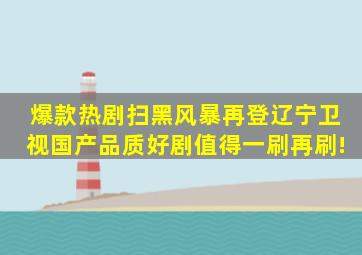 爆款热剧《扫黑风暴》再登辽宁卫视,国产品质好剧值得一刷再刷!