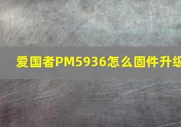 爱国者PM5936怎么固件升级(