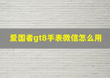 爱国者gt8手表微信怎么用