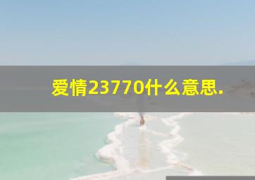 爱情23770什么意思.