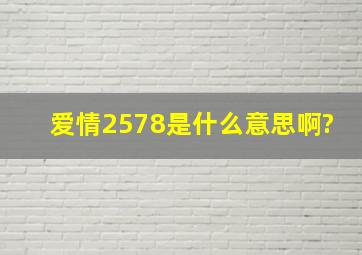 爱情2578是什么意思啊?