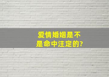 爱情婚姻是不是命中注定的?