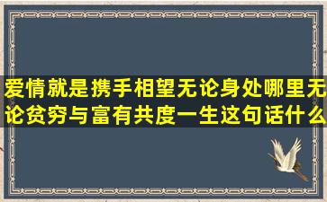 爱情就是携手相望,无论身处哪里,无论贫穷与富有,共度一生这句话什么...