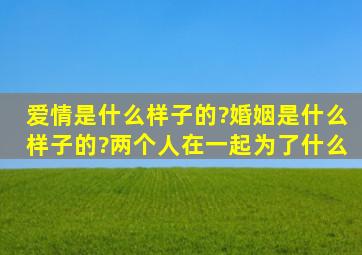 爱情是什么样子的?婚姻是什么样子的?两个人在一起为了什么