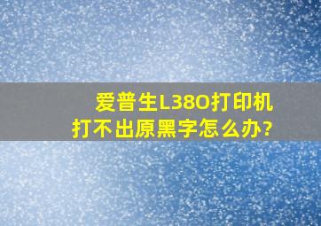 爱普生L38O打印机打不出原黑字怎么办?