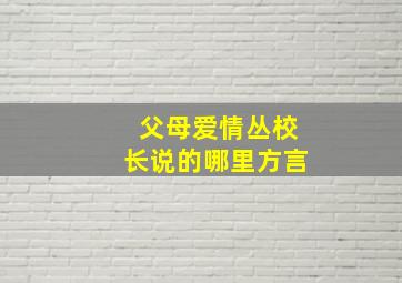 父母爱情丛校长说的哪里方言