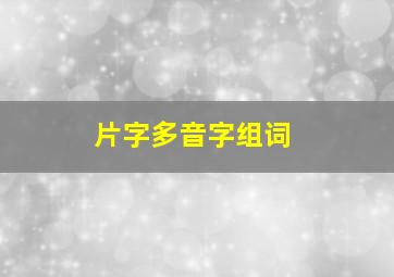 片字多音字组词