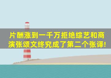 片酬涨到一千万、拒绝综艺和商演,张颂文终究成了第二个张译!