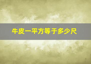 牛皮一平方等于多少尺