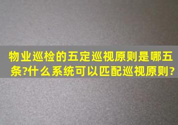 物业巡检的五定巡视原则是哪五条?什么系统可以匹配巡视原则?