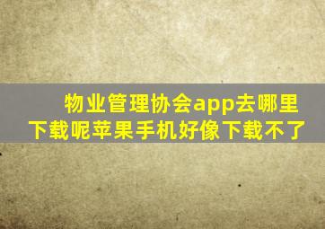 物业管理协会app去哪里下载呢,苹果手机好像下载不了。