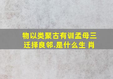 物以类聚古有训,孟母三迁择良邻.是什么生 肖