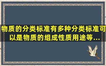 物质的分类标准有多种,分类标准可以是物质的组成、性质、用途等。...