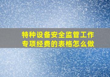 特种设备安全监管工作专项经费的表格怎么做