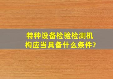 特种设备检验检测机构应当具备什么条件?