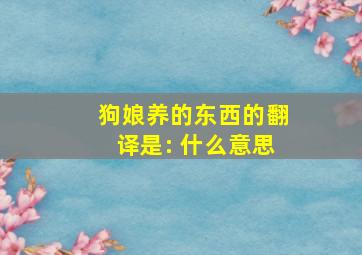 狗娘养的东西的翻译是: 什么意思