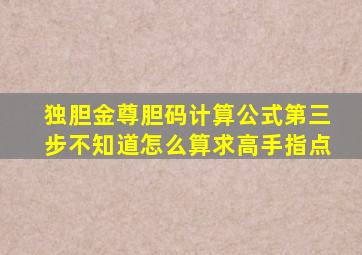 独胆金尊胆码计算公式第三步不知道怎么算求高手指点