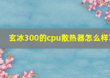 玄冰300的cpu散热器怎么样?