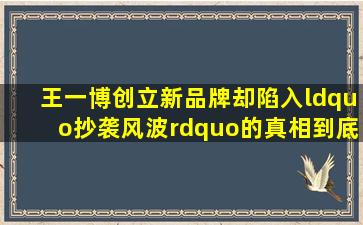 王一博创立新品牌却陷入“抄袭风波”的真相到底是什么是不小心“...